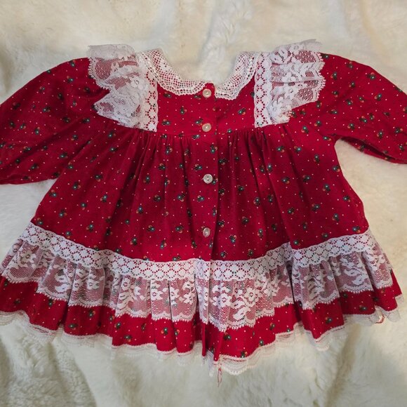 CHRISTMAS! Handsewn Newborn Dress - Picture 2 of 4